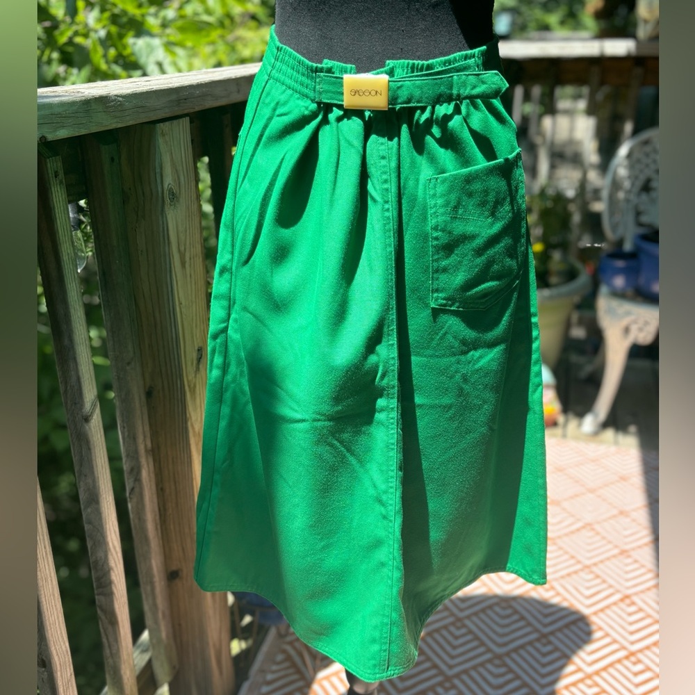 Sasson Jeans Vintage 80s Green Belted Midi Girl Scout Skirt